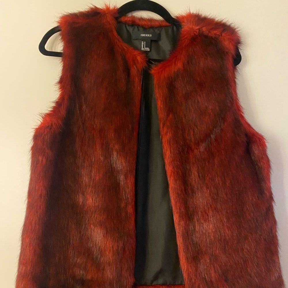 Faux Fur Oversized Red Vest!